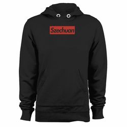 rick and morty szechuan red box logo unisex hoodie
