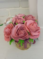 Bouguet artificial flowers/handmade roses in box/flowers art bouquet/gift for her/Valentine's Day/birthday gift/grandma