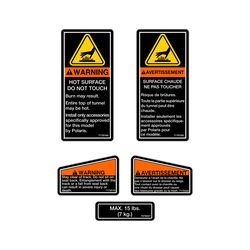 warning decal stickers kit for polaris snowmobile