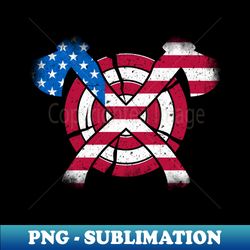 American Flag on Throwing Axe - Funny Axe Thrower - PNG Transparent Sublimation File - Boost Your Success with this Inspirational PNG Download