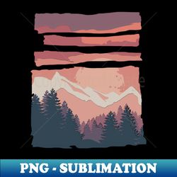 Sunset Mountains Landscape Nature Art - PNG Transparent Sublimation Design - Bold & Eye-catching