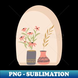 Potteries And Flowers On The Window - Instant PNG Sublimation Download - Fashionable and Fearless