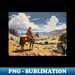 lone cowboys serenity - western landscape canvas art - elegant sublimation png download - unleash your inner rebellion