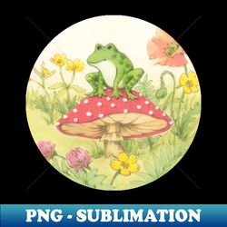 Froggie on mushroom - Exclusive PNG Sublimation Download - Enhance Your Apparel with Stunning Detail