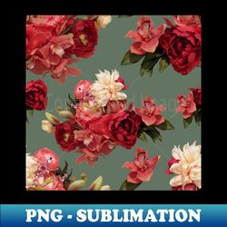 Just Flowers on Soft Green - High-Resolution PNG Sublimation File - Stunning Sublimation Graphics