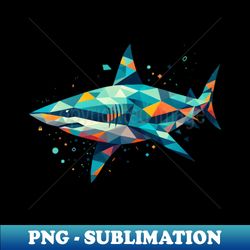 Vibrant Geometric Shark Artwork Colorful Animal Love Megalodon - Modern Sublimation PNG File - Bring Your Designs to Life