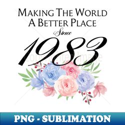 Birthday Making the world better place since 1983 - Vintage Sublimation PNG Download - Perfect for Creative Projects
