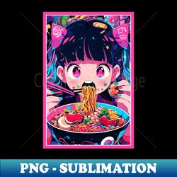 Cute Anime Girl   Ramen Noodles  Hentaii Chibi Kawaii Design - Exclusive Sublimation Digital File - Perfect for Creative Projects
