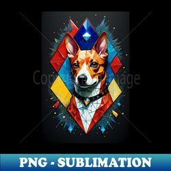 Basenji Close-Up in Triple Primary Colors - PNG Sublimation Digital Download - Bring Your Designs to Life