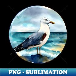 Seagull at beach stone - Sublimation-Ready PNG File - Perfect for Personalization