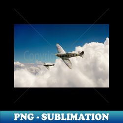 Squadron Spitfires Above Clouds - Creative Sublimation PNG Download - Capture Imagination with Every Detail