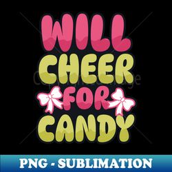 Halloween Cheerleader Shirt  Will Cheer For Candy - Retro PNG Sublimation Digital Download - Enhance Your Apparel with Stunning Detail