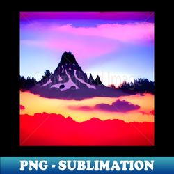 Lonely Mountain Sunset In Surrealistic Wonderland Pop art - PNG Transparent Digital Download File for Sublimation - Spice Up Your Sublimation Projects