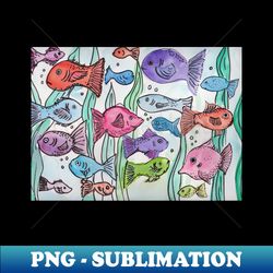 Back to School Fish 1 - Retro PNG Sublimation Digital Download - Instantly Transform Your Sublimation Projects