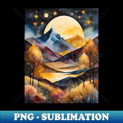 Golden Watercolor Landscape III - Exclusive Sublimation Digital File - Perfect for Creative Projects