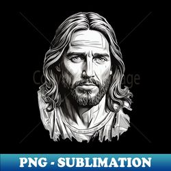 Portait of Jesus - PNG Transparent Digital Download File for Sublimation - Unlock Vibrant Sublimation Designs
