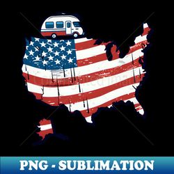 Roadtrip Shirt  American Flag With Camper - Unique Sublimation PNG Download - Perfect for Personalization