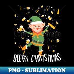 Beery Christmas Beerfall Drunk ELF in Christmas Snowfall - PNG Sublimation Digital Download - Transform Your Sublimation Creations