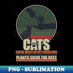 Cat and Plants Lover Funny Gardener - PNG Transparent Sublimation Design - Perfect for Personalization