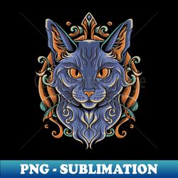 Mystic Cat Tattoo - Modern Sublimation PNG File - Bring Your Designs to Life