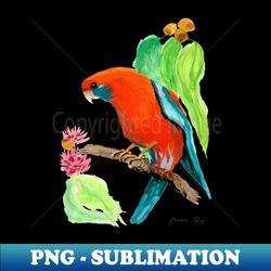 Crimson Rosella in the Gum Tree Gouache Painting - PNG Transparent Sublimation File - Transform Your Sublimation Creations