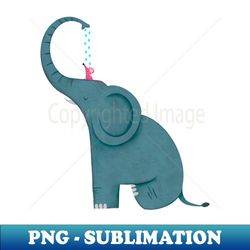 Illustration of friendship between elephant and mous - Retro PNG Sublimation Digital Download - Unleash Your Creativity