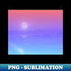 Watercolor Water with Moon - PNG Transparent Digital Download File for Sublimation - Perfect for Sublimation Art