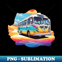 detailed vector art photorealistic bus illustration on simple sunrise backdrop 535 - elegant sublimation png download - bring your designs to life