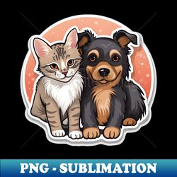 charming kitten and puppy duo with warm backdrop - instant sublimation digital download - perfect for creative projects