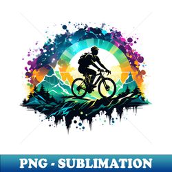 Mountain Bike Sunset Adventure Trail LSD - High-Quality PNG Sublimation Download - Enhance Your Apparel with Stunning Detail
