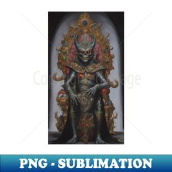 Alien Undead Lich King sitting on throne oil painting - Unique Sublimation PNG Download - Defying the Norms