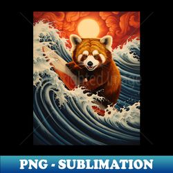 The Great Red Panda Of Kanagawa - PNG Transparent Sublimation Design - Bring Your Designs to Life