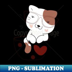 chat avec lunettes dans tasse de caf - PNG Sublimation Digital Download - Transform Your Sublimation Creations