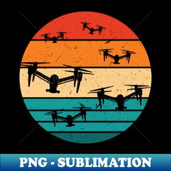Drone Pilot Drones in a vintage retro sunset - Sublimation-Ready PNG File - Unlock Vibrant Sublimation Designs