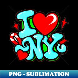 i love ny holiday style art design airbrush - png transparent sublimation design - vibrant and eye-catching typography