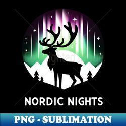 Nordic Reindeer Silhouette - Retro PNG Sublimation Digital Download - Perfect for Personalization
