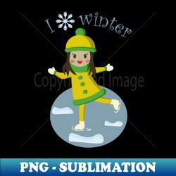 Girl on skates at winter time - Elegant Sublimation PNG Download - Bring Your Designs to Life