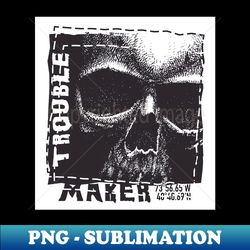The Trouble Maker Skull - PNG Transparent Sublimation Design - Enhance Your Apparel with Stunning Detail