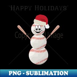 baseball snowman happy holidays - png transparent sublimation file - defying the norms
