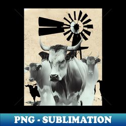 Grunge Farmstyle - Nguni Cattle - Instant PNG Sublimation Download - Transform Your Sublimation Creations