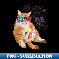Patriotic Cat 4th of July USA American Flag - PNG Transparent Sublimation File - Unleash Your Inner Rebellion