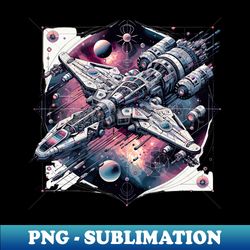 Cosmic Researcher Nebula Explorer Ship - Decorative Sublimation PNG File - Perfect for Sublimation Mastery