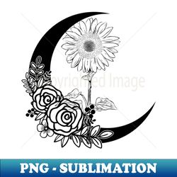 Flowers on a half moon - High-Resolution PNG Sublimation File - Revolutionize Your Designs
