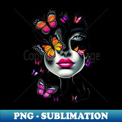 Beautiful Woman With Butterfly Eyes Design - Professional Sublimation Digital Download - Unleash Your Creativity