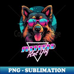 Retro Wave Shepherd Hot Dog Shirt - PNG Sublimation Digital Download - Create with Confidence