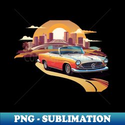 sunrise backdrop brilliance retro car t-shirt graphic design masterpiece 323 - premium png sublimation file - bring your designs to life