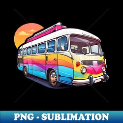 sunrise backdrop art detailed vector illustration of a realistic bus 532 - stylish sublimation digital download - capture imagination with every detail