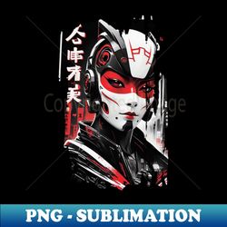 Kitsune Cyber - Japanese Futuristic Vaporeave Style - Creative Sublimation PNG Download - Enhance Your Apparel with Stunning Detail