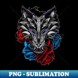 WOLF ROSE - PNG Transparent Sublimation Design - Bring Your Designs to Life