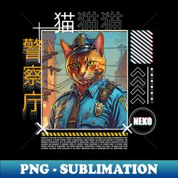 Cat Police - Vintage Sublimation PNG Download - Fashionable and Fearless